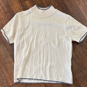 Elegant Cream Short Sleeve Women's Top